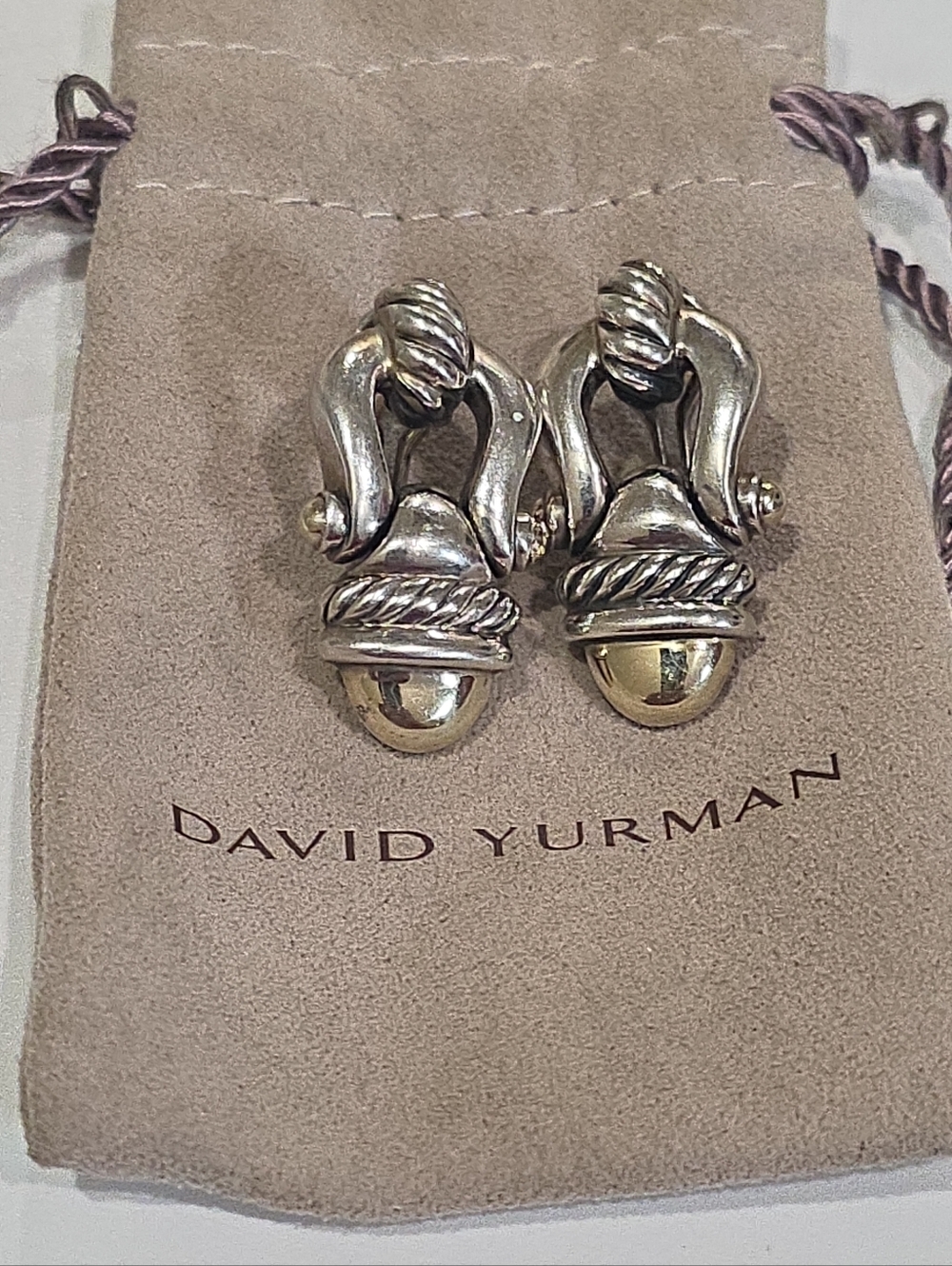 David Yurman Sterling Silver And 14k Gold Earings